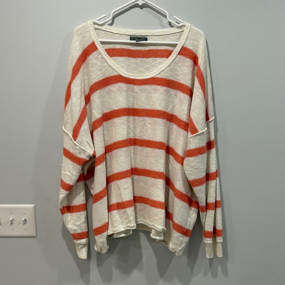Natural Reflections Orange and Cream Knit Sweater